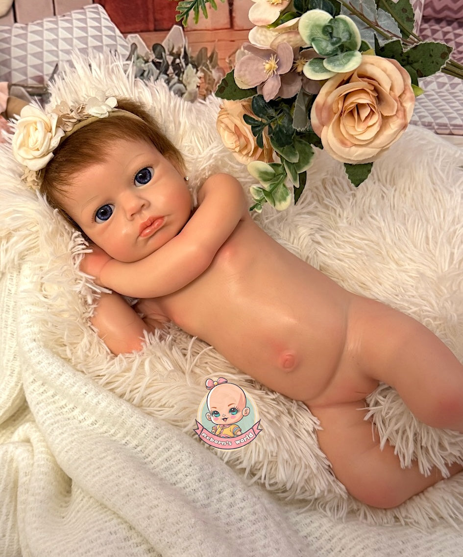 Muñeca Reborn Silicona Pelo Lou Lou Ojos Abiertos Niña 46cm / 2,8kg