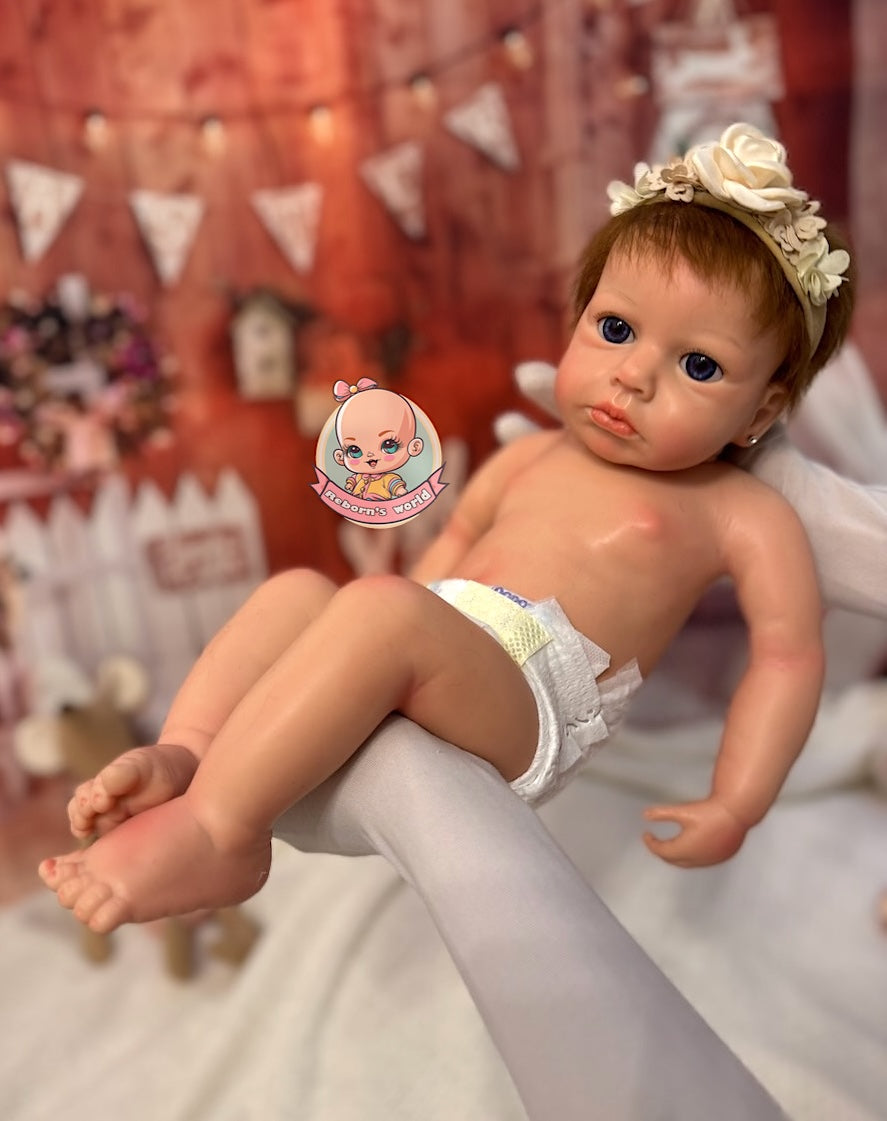 Muñeca Reborn Silicona Pelo Lou Lou Ojos Abiertos Niña 46cm / 2,8kg