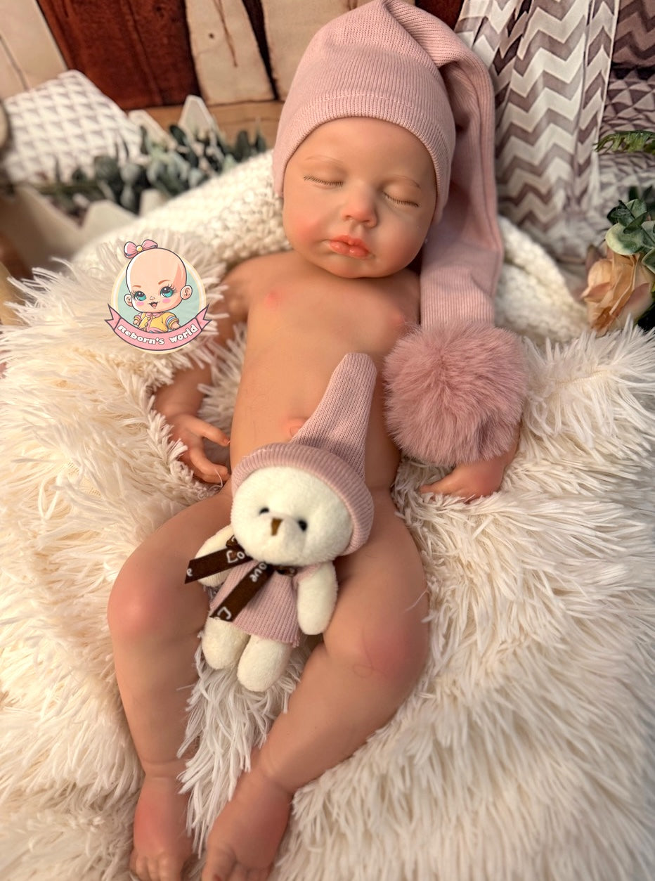 Muñeca Reborn Silicona Lou Lou Ojos Cerrados Niña 46cm / 2,8kg