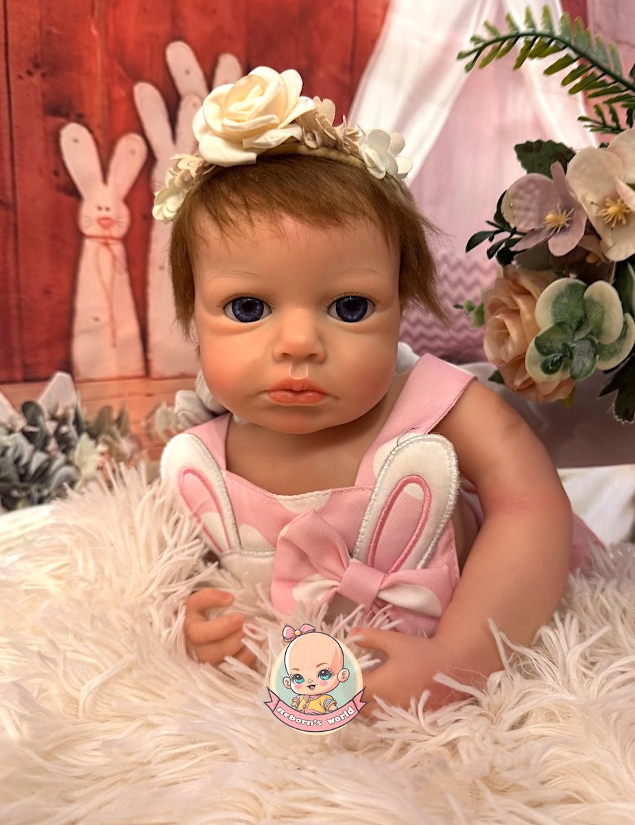 Muñeca Reborn Silicona Pelo Lou Lou Ojos Abiertos Niña 46cm / 2,8kg