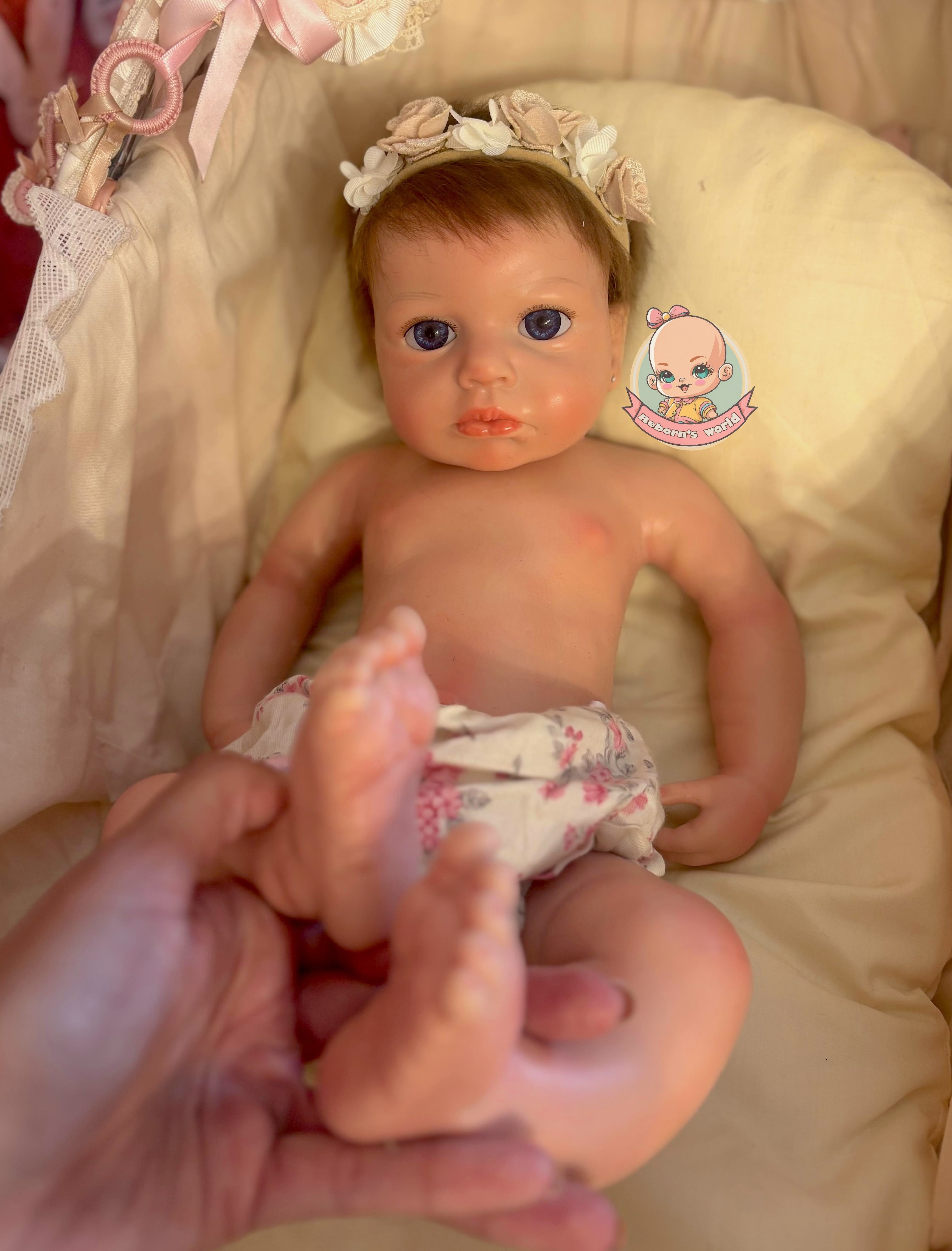 Muñeca Reborn Silicona Pelo Lou Lou Ojos Abiertos Niña 46cm / 2,8kg