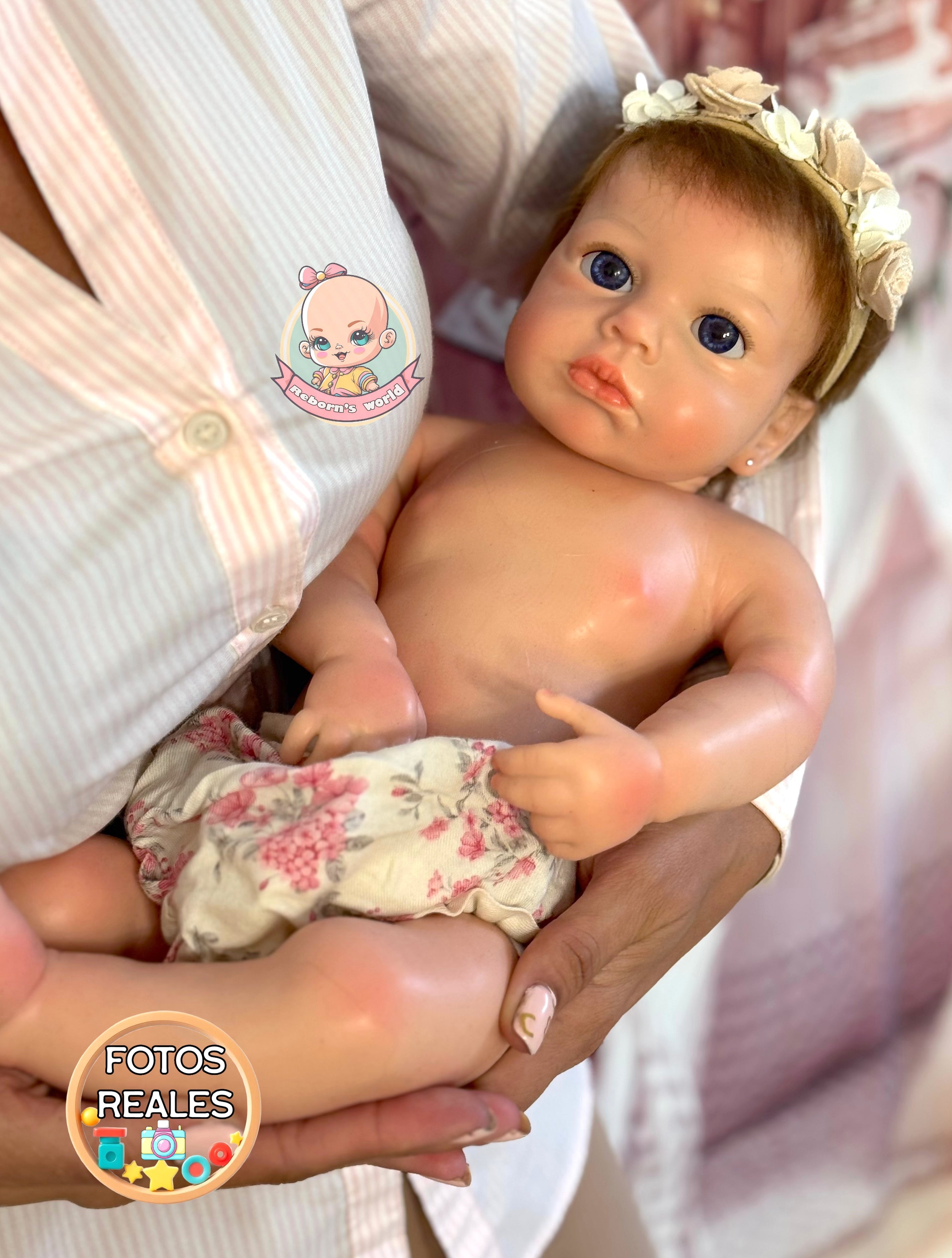 Muñeca Reborn Silicona Pelo Lou Lou Ojos Abiertos Niña 46cm / 2,8kg