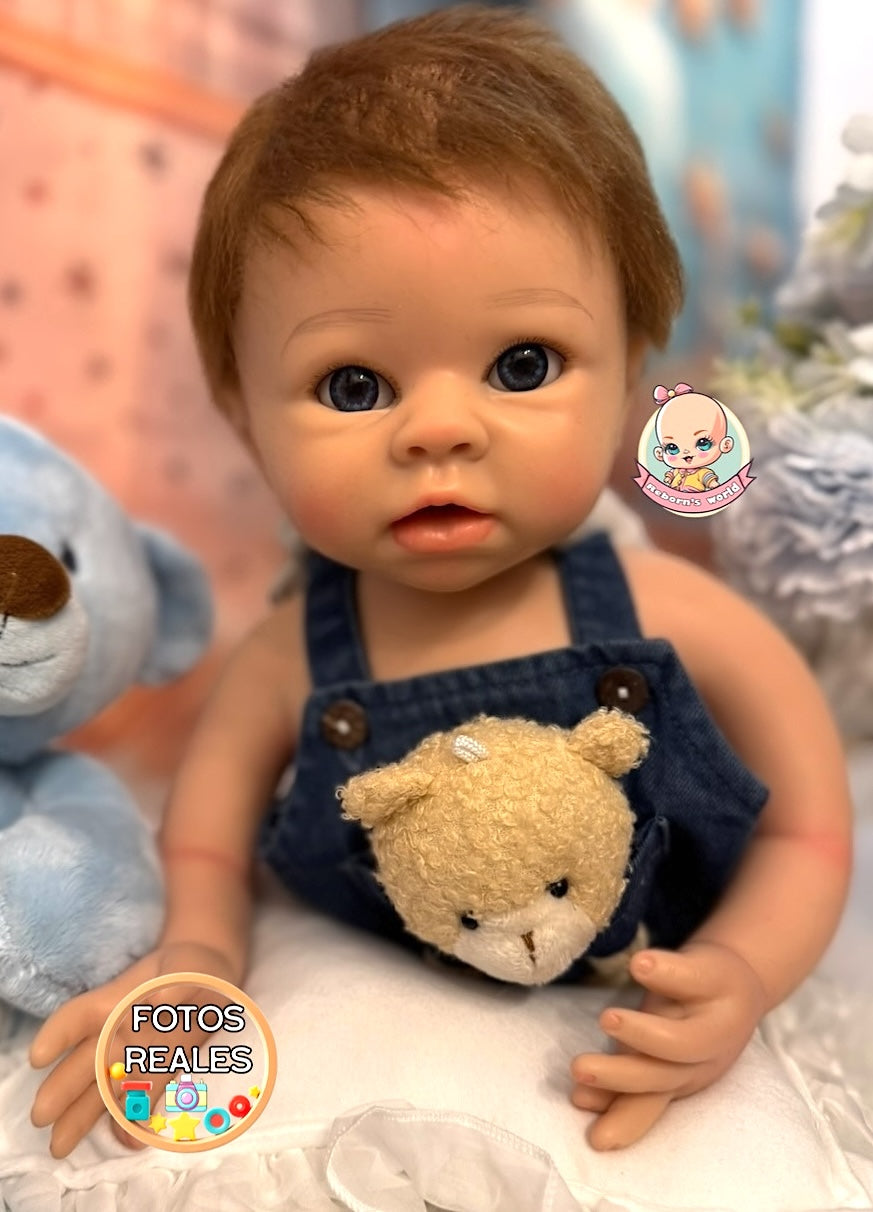Muñeco Reborn Silicona Pelo Milú Niño 52cm / 4kg